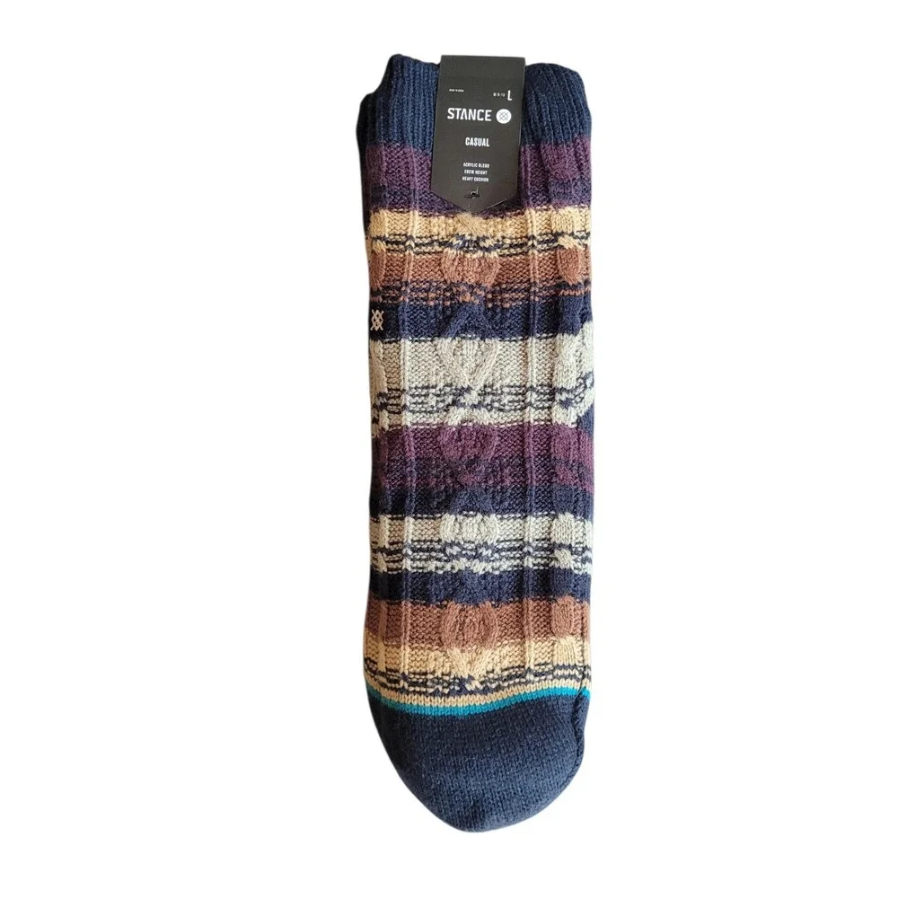 STANCE Burgundy Toast Heavy Cushion Crew Height Non Slip Socks Size L M: 9-13